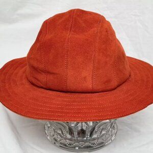 Vintage Saks Fifth Avenue Orange Suede Ladies Hat ~ Made in England A+ Condition